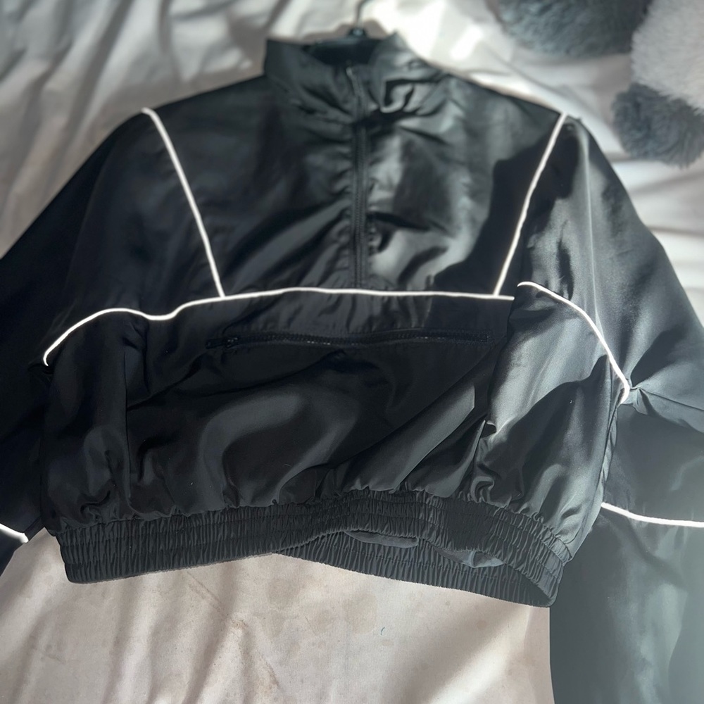 Black reflective puffer shirt